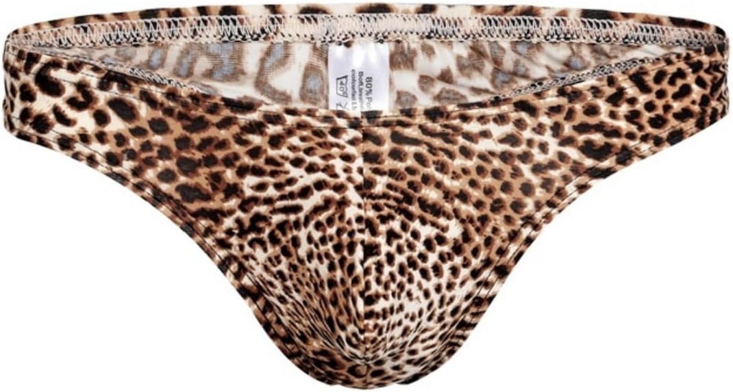 Men's Leopard Jockstrap, Sexy Low Rise Sports Briefs for Men, Breathable Workout Jock Straps, Stretch Soft Men's Daily Thong Underwear Bulge Pouch Briefs Swimwear Panties Bikini Briefs