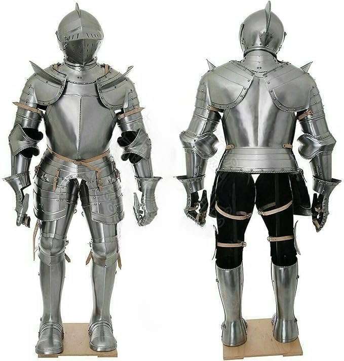 Medieval Full Body Armour Suit LARP SCA Replica 18 Gauge Stainless Steel Wearable German Combat Authentic Battle Ready Costume Armor for Roleplay & Cosplay.