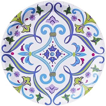 Coterie English Garden Floral Paper Plates Set of 10 7.25" Small Dessert Plates for Bridal Shower, Baby Shower, Tea Party, Birthday & More Elegant Disposable Plates for Any Occasion