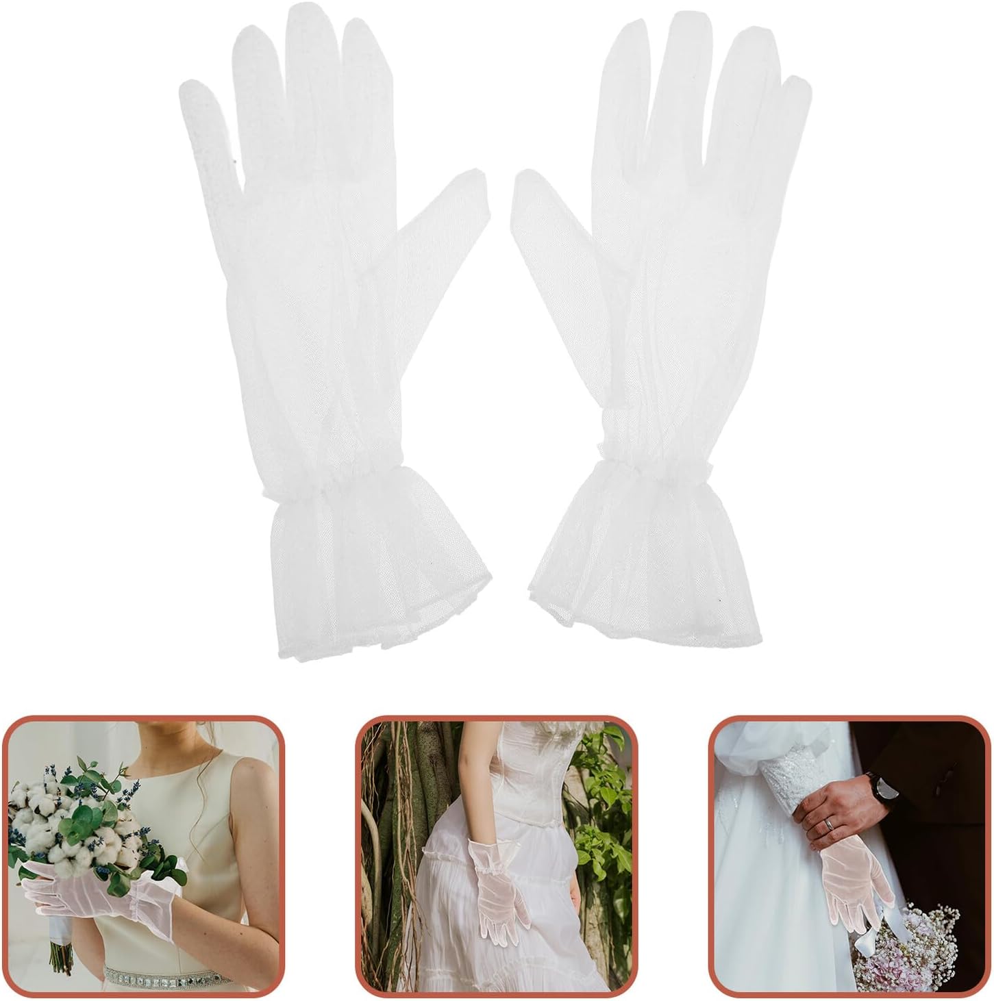 ARTIBETTER Short Wedding Tulle Gloves for Women Bridal Tea Party Mesh Half- Light Color Gloves Flower Girl Accessories
