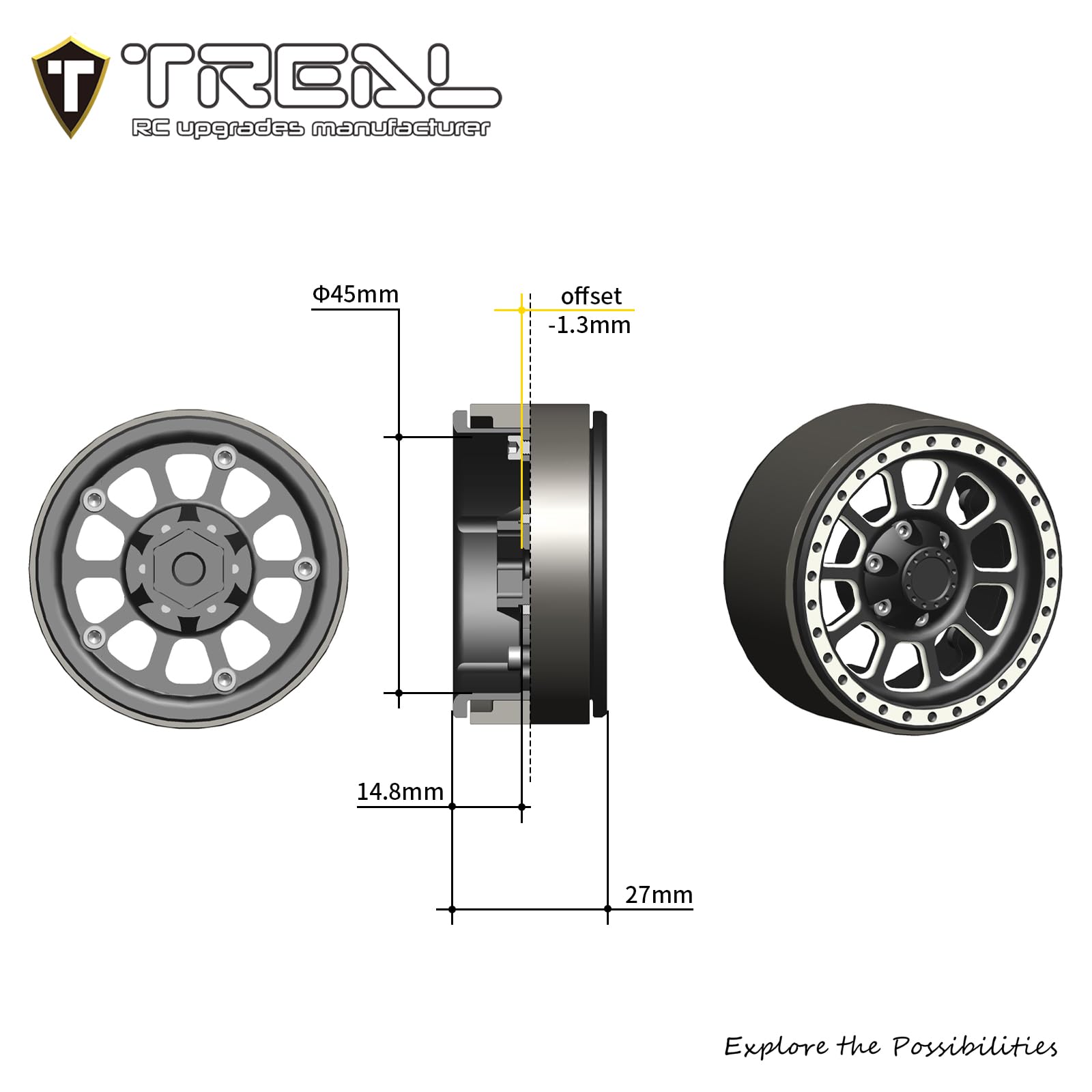 Amazon.com: Treal 1.9 Beadlock Wheels Heavy Duty CNC Aluminum