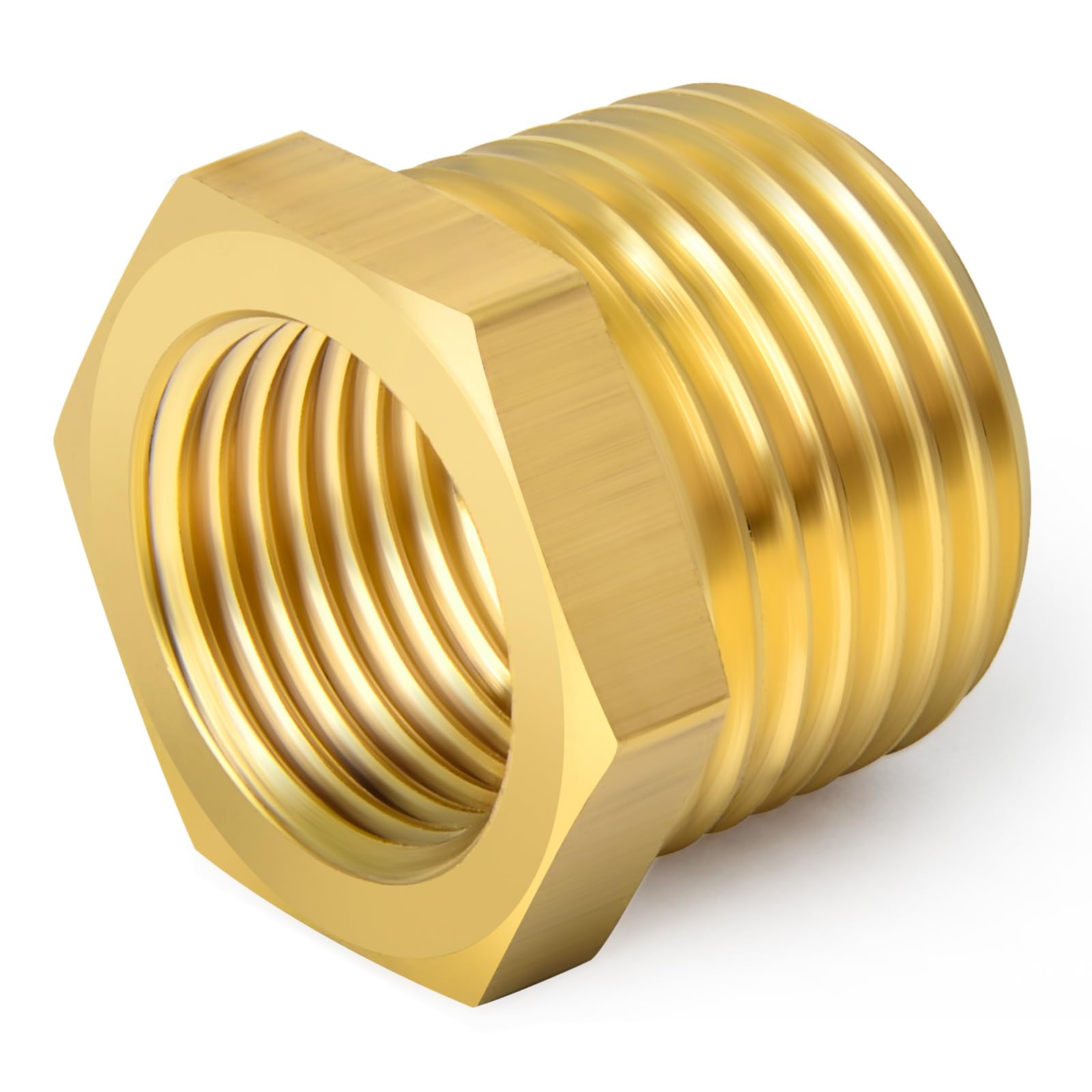 Taisher 5PCS Brass Reducer Hex Bushing Threaded Pipe