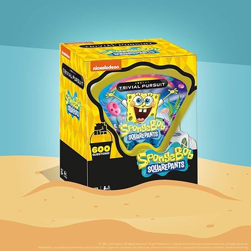 Miniatura 5 de Trivial Pursuit SpongeBob SquarePants (Edición Quickplay). Preguntas de juego de trivia de Bob Esponja de Nickelodeon. 600 preguntas y muere en