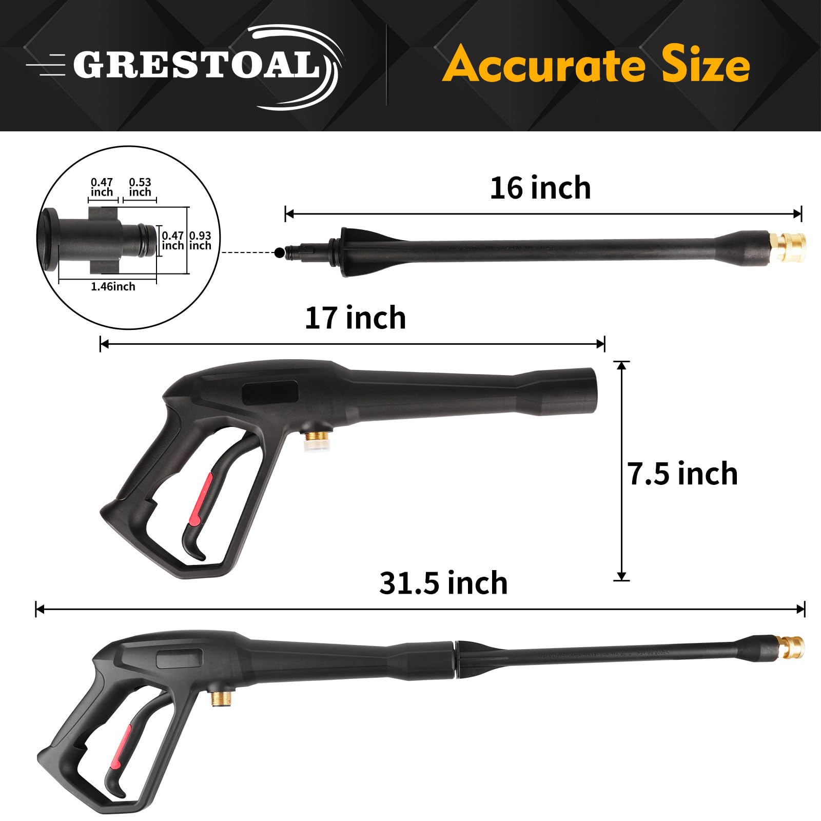 pistolet do myjki ciśnieniowej z wymienną różdżką przedłużającą, 5 końcówek dysz natryskowych, pistolet do spryskiwania, montaż M22, kompatybilny z niektórymi Karcher, Ryobi, Greenworks