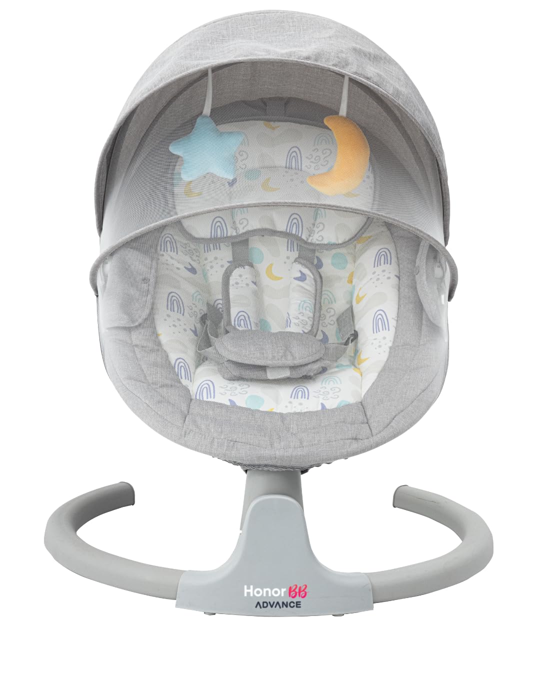 HonorBB BB701 Transat Électrique Bébé, Balancelle avec 5 Vitesses de Vibration, Télécommande, Minuterie et Musique pour Nouveau-nés 0-6 Mois