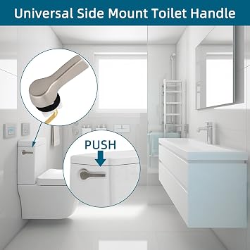 Metal Toilet Handle Replacement, 2PCS Universal Side Mount, Brushed Nickel