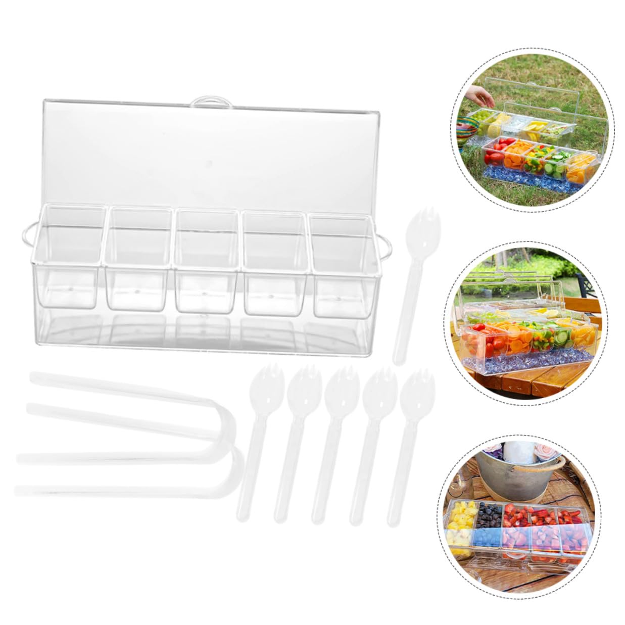 Contenitore Spezie Trasparente con Cucchiaio Scomparti Vasetti Portaspezie Riutilizzabili per Cucina Organizer Condimenti Compatto e Pratico per Conservazione Erbe Riutilizzabile