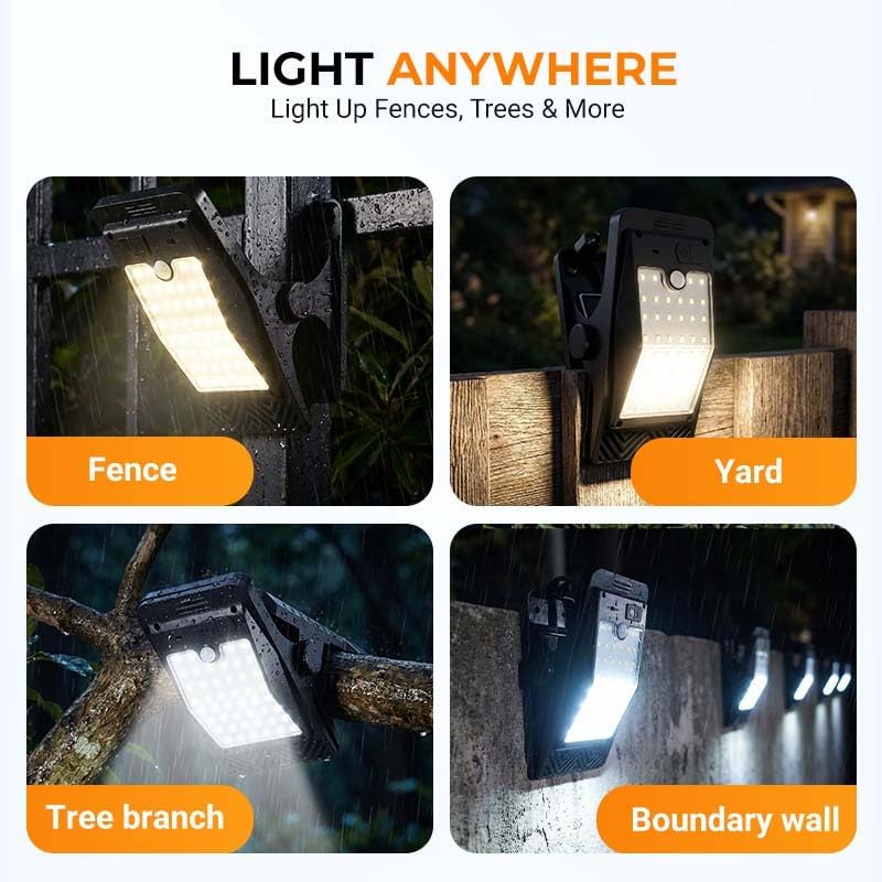 3 Pcs Solar Clip Light with Motion Sensor, 2026 Upgrade Adjustable Clip On Solar Lights Outdoor, Multifunctional Clip On LED Light for Camping Garden Garage, Emergency Light for Home (Large)