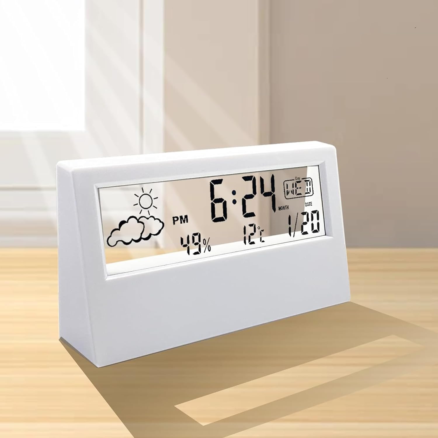Kadio Desk Clock, Digital Alarm Clock with Transparent Modern Design, Temperature, Humidity, Snooze, Aesthetic Home Decor, Office Decor, Battery Operated Table Clock for Bedroom, Office Shelf Etc-image-20