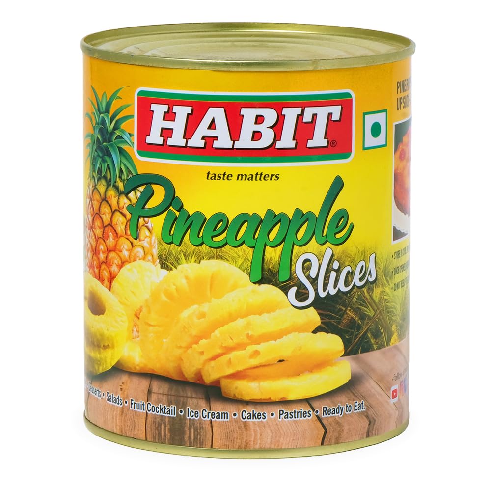 Sponsored Ad - HABIT Pineapple Slices in Sugar Syrup - 850g x Pack of 1 | Ready-to-Eat | Perfect for Cakes, Pastries, Cocktails, Juices, Desserts & Salads