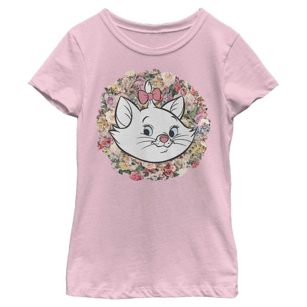 Disney Girls The Aristocats Circle Floral Marie Holiday Crew Neck T-Shirt -