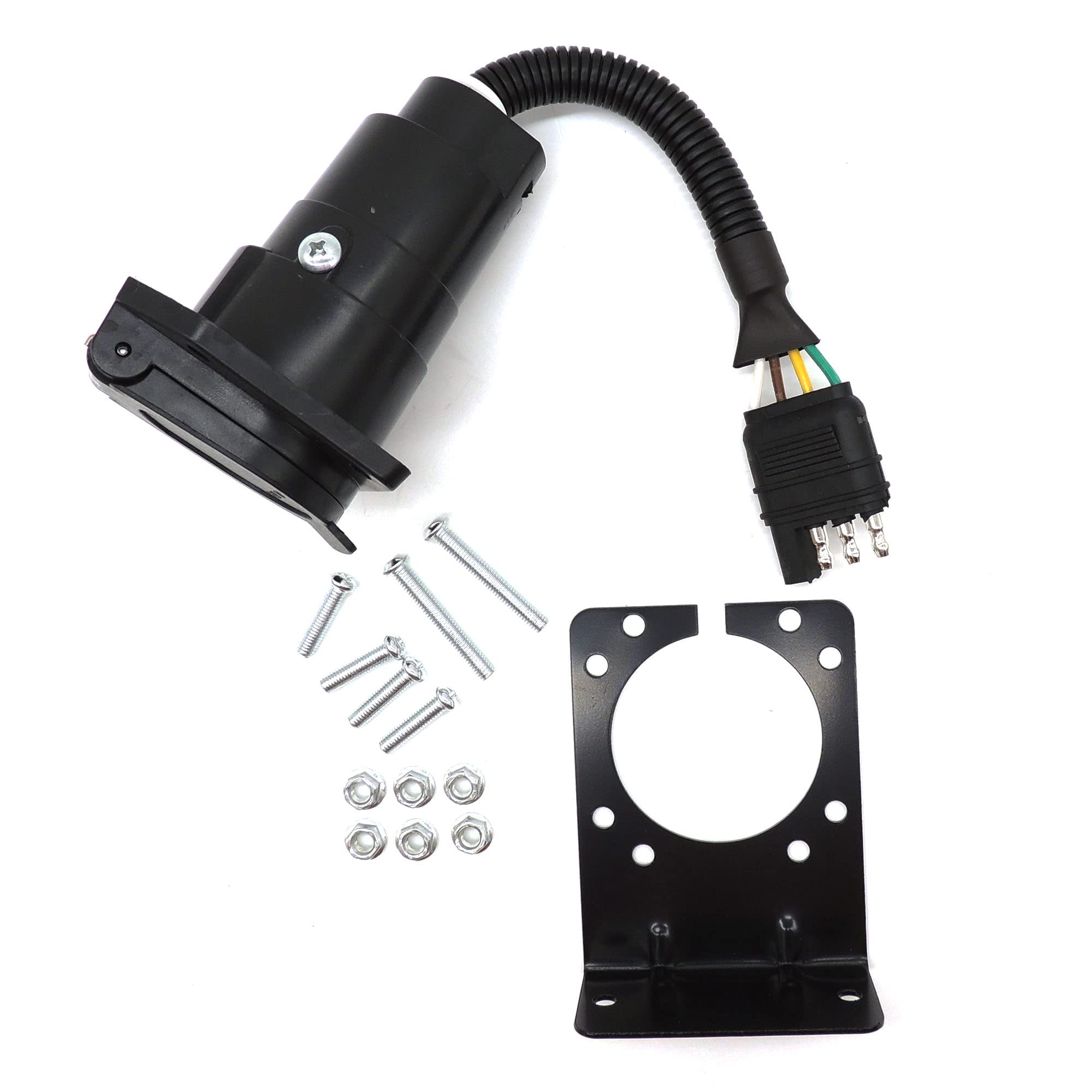 Buy HiSport 4Way Flat to 7Way Round Blade Trailer Plug Adapter 7 Pin