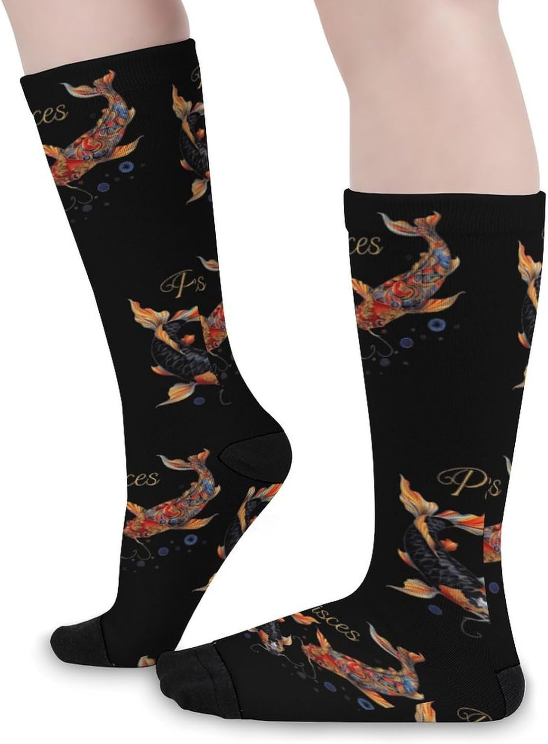 Pisces Zodiac Sign Knee High Socks Athletic Long Stockings Sport Casual Crew Tube Sock Boot 40cm