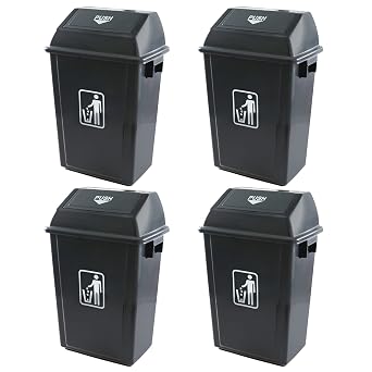 4-Pack 13 Gallon Kitchen Trash Can with Lid, Garbage Bin, Gray
