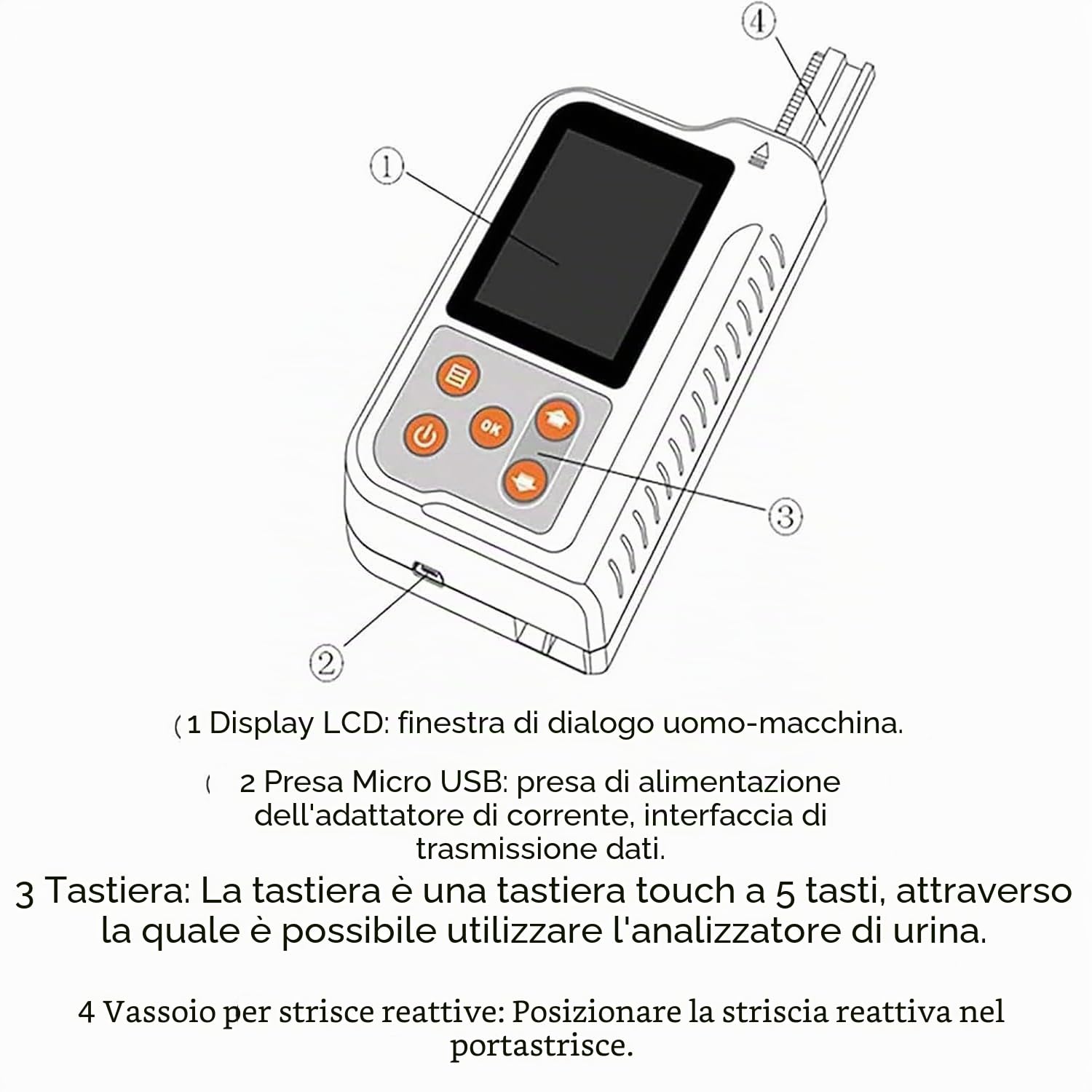 Analizzatore Digitale Delle Urine, Analizzatore Portatile Delle Urine Con 100 Strisce Reattive Per Il Test Del PH, Funzione Di Archiviazione Dei Dati, Ricaricabile Tramite USB, Strumento Per L'analisi