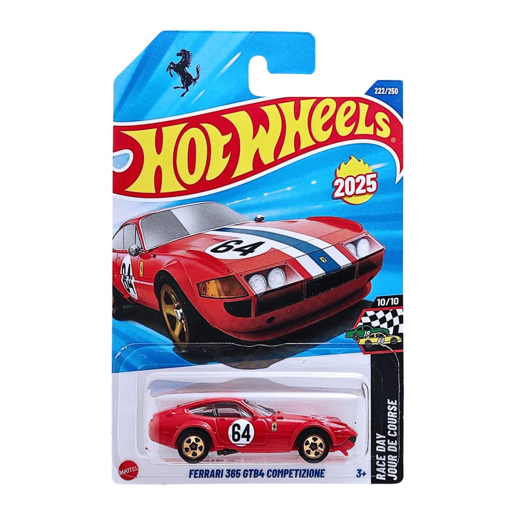 Hot Wheels Ferrari 365 GTB4 Competizione, Race Day Collection, Die-Cast Model Car, Number 64 (Short Card) HYW48