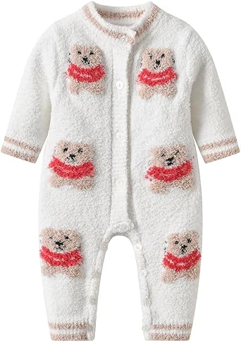 Newborn Baby Bear Onesie Outfit Suit Jumpsuit Hooded Rompers Long Sleeve Winter Warm Clothes