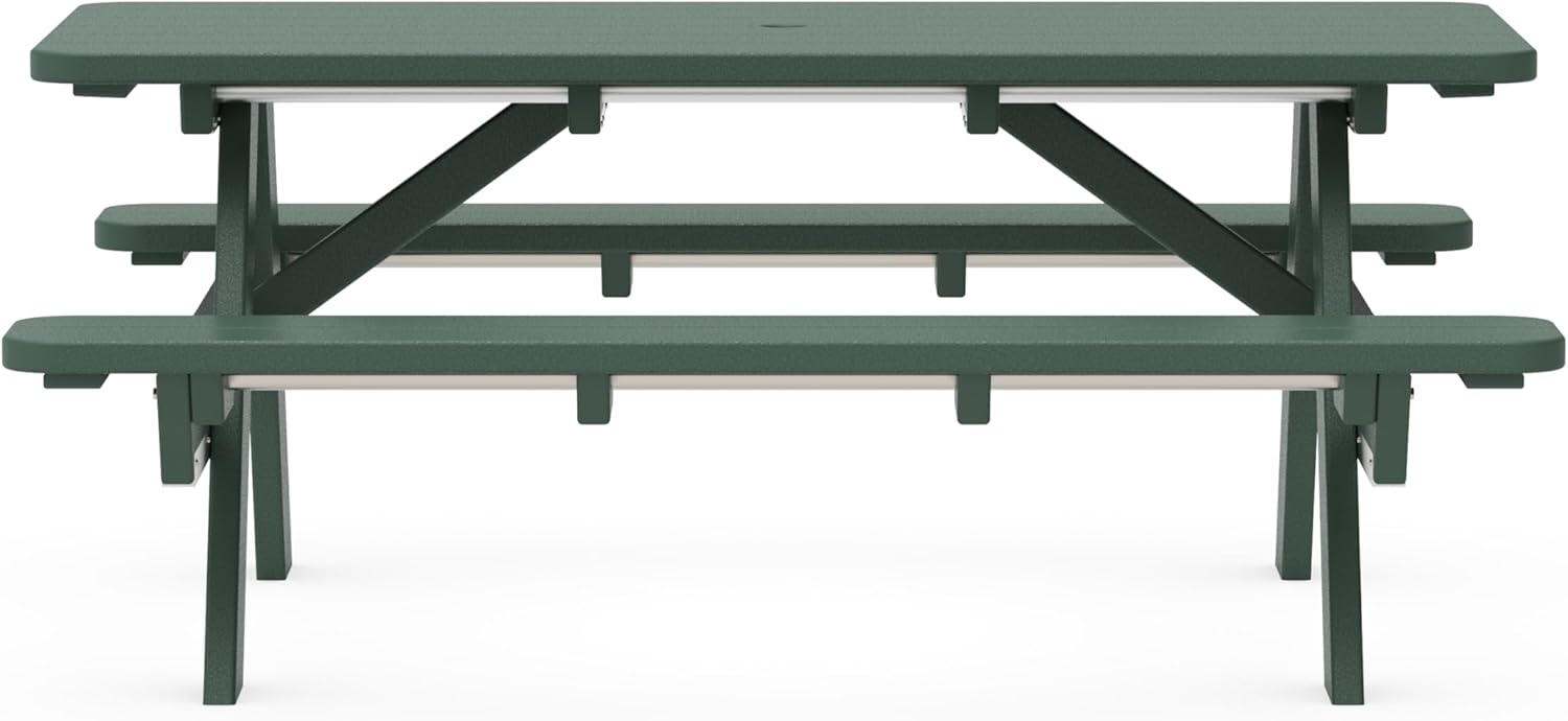 POLYWOOD PT172GR Park 72" Picnic Table, Green
