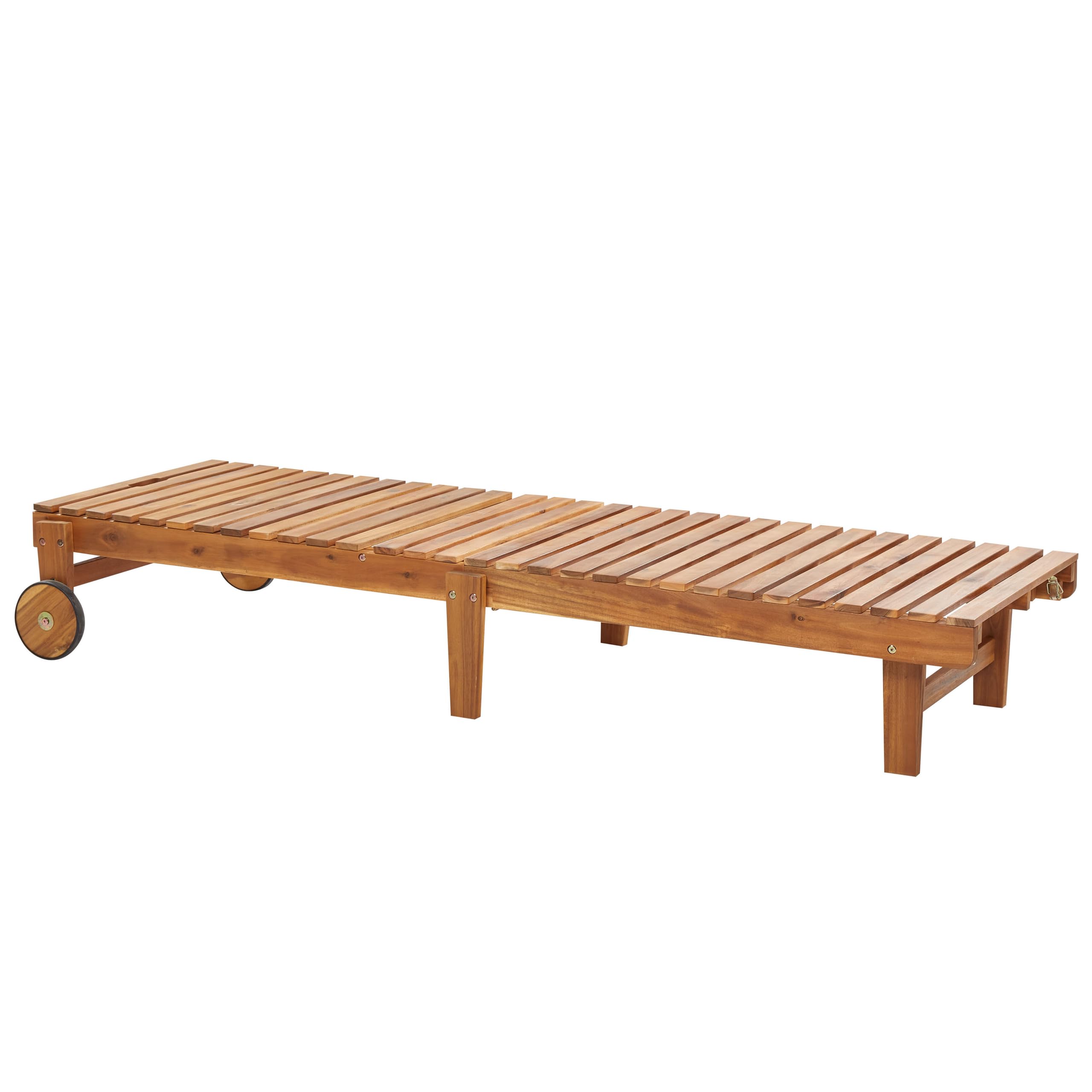 Beliani Tumbona reclinable de Madera de Acacia Clara Blanco Respaldo Plegable Pietralunga
