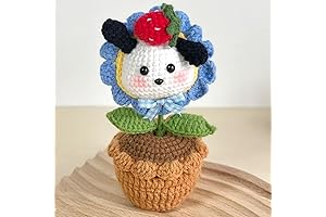 Crochet Plant & Pot Artificial Dog Style Sunflower: Lifelike Indoor Decor