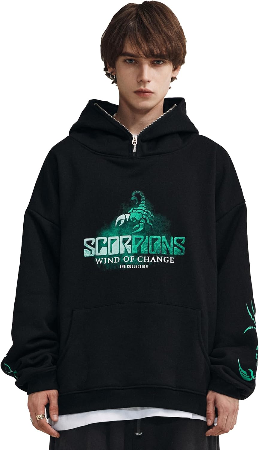 Niepce Inc Streetwear Graphic Men's Hoodie (Black2, Large)