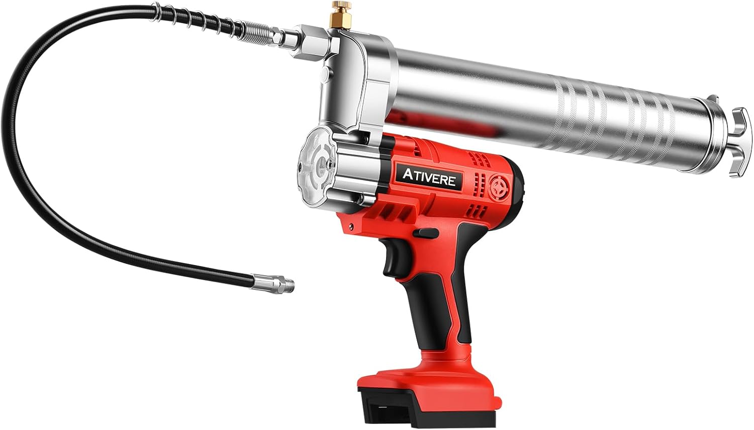 Lithium Battery Grease Gun Electric of Milwauke M18 Battery (NO Battery) with 12” Spring Flex Hose and 6'' Rigid Pipe, 10000 PSI High Pressure Quick Release Grease