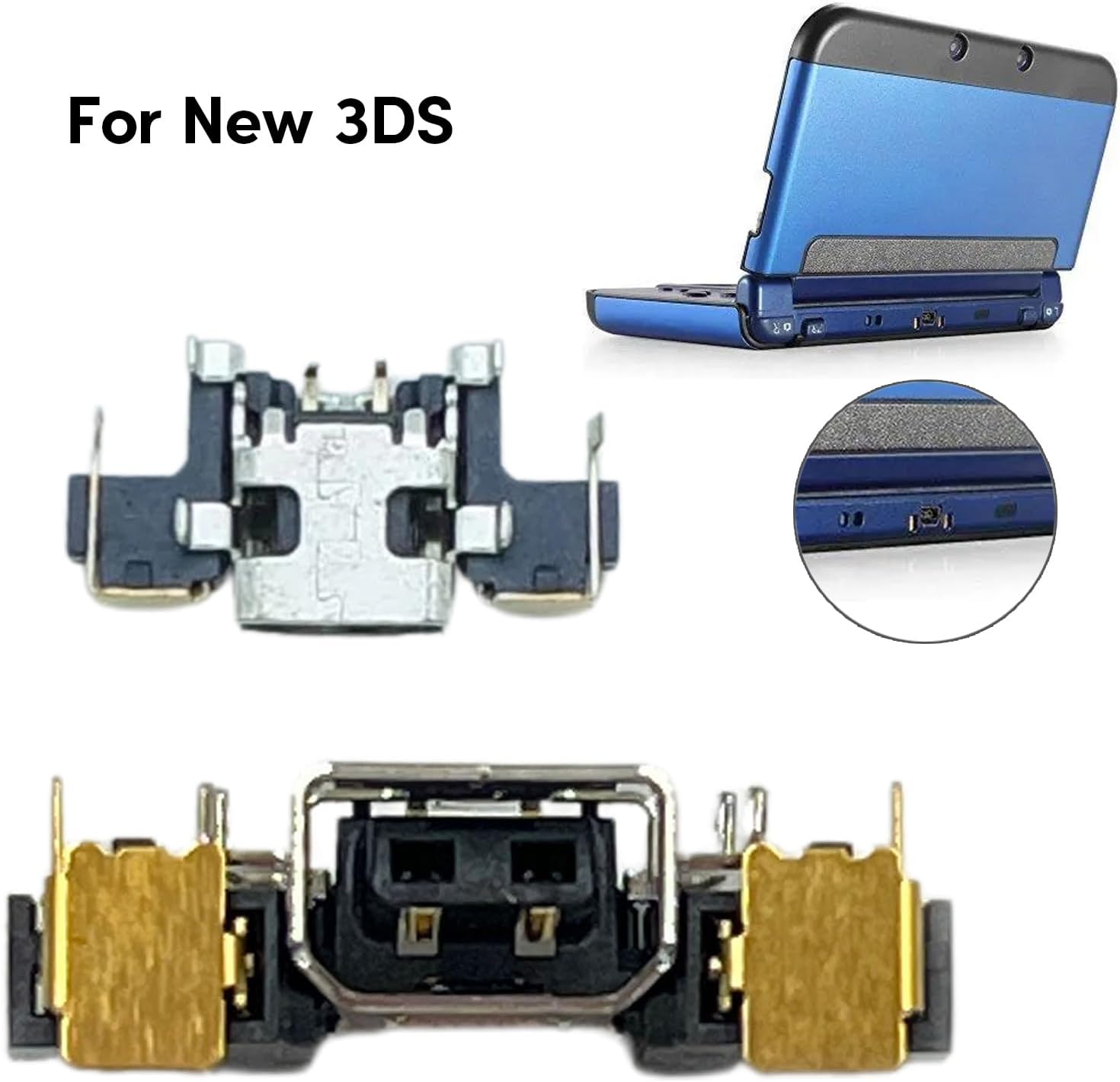 Portable Charging Port Dock Replacement Repair for New 3DS XL/LL 2DS XL 3DS Space-Saving Charger Socket Accessory Charging Port Dock