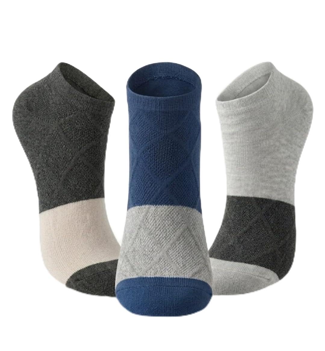 Ankle Socks Pack of 3 | Cotton Rich Breathable Socks | Anti Slip Cushioned Low Cut Daily Wear Socks-picture-28