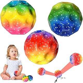 عبوة من 3 كرات أسترو جامب بول كرة مطاطية للقفز العالي فضاء قمر لافا نطاطة على شكل كوكب للأطفال للعب الخارجي بولي يوريثين