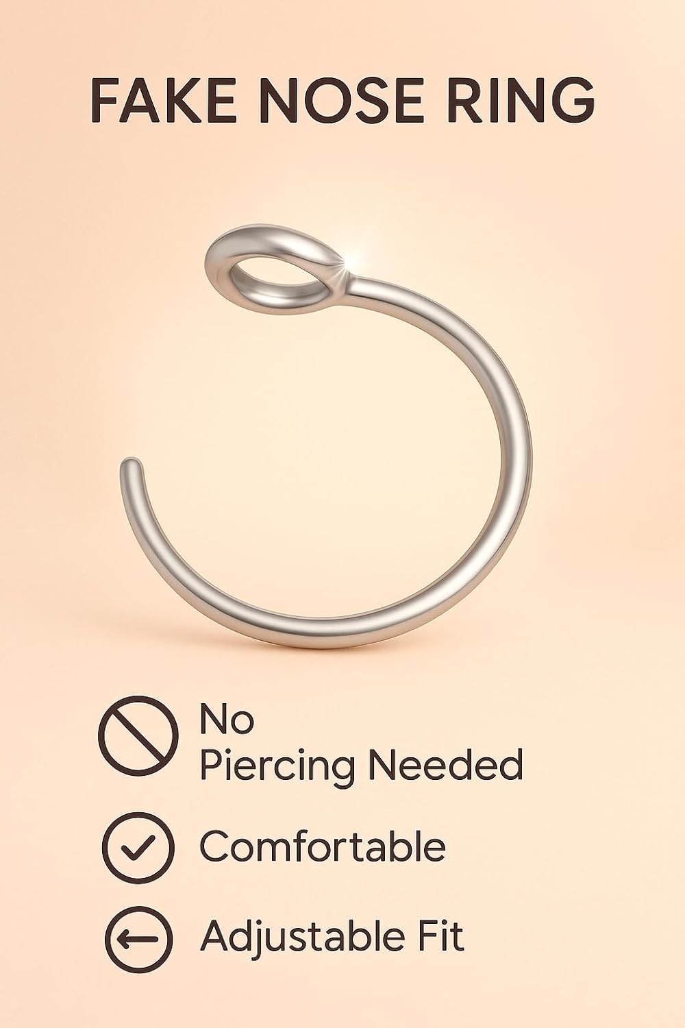 Ubuy Adjustable Nose Ring Without Piercing Temporary Nose Pin