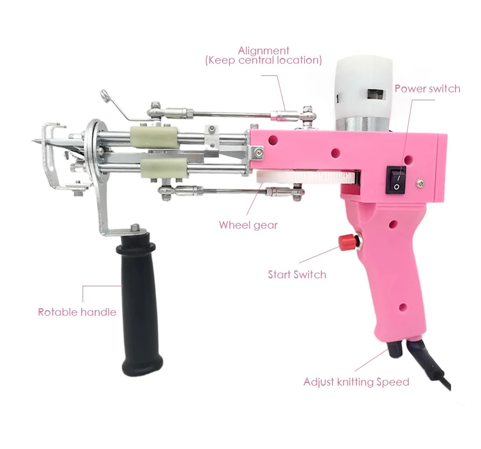 Elektryczny Pistolet Do Tuftowania Dywanów Maszyny Flokowania I Tkania Ulepszony 2 W 1 Bezpieczny I łAtwy W UżYciu(Black)