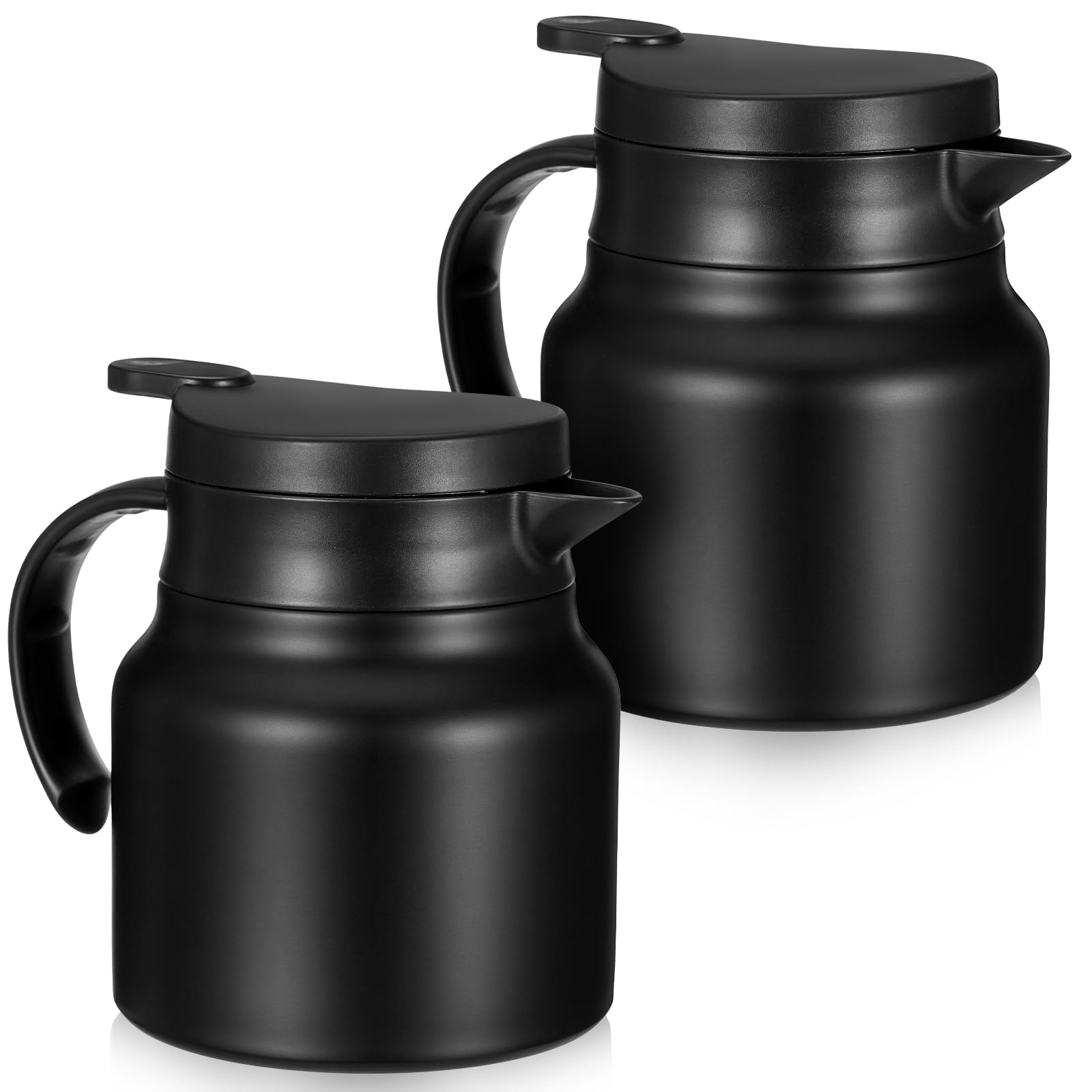 2 Pcs Thermal Coffee Carafe for Keeping Hot/Cold Insulated Stainless Steel Coffee Carafe for Hot Liquid Double Wall Vacuum Insulated Water & Beverage Dispenserfor Party Home, Black, 27 oz