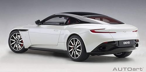 Miniatura 2 de AUTOart 70266 Aston Martin DB11 Morning Frost White Metallic con parte superior negra e interior rojo modelo 118