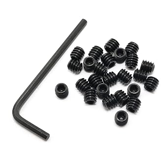 25pcs Internal Hex Allen Head Socket Set Screws 1/4"-20 x 1/4" Black with 1/8" Black Hex Wrench