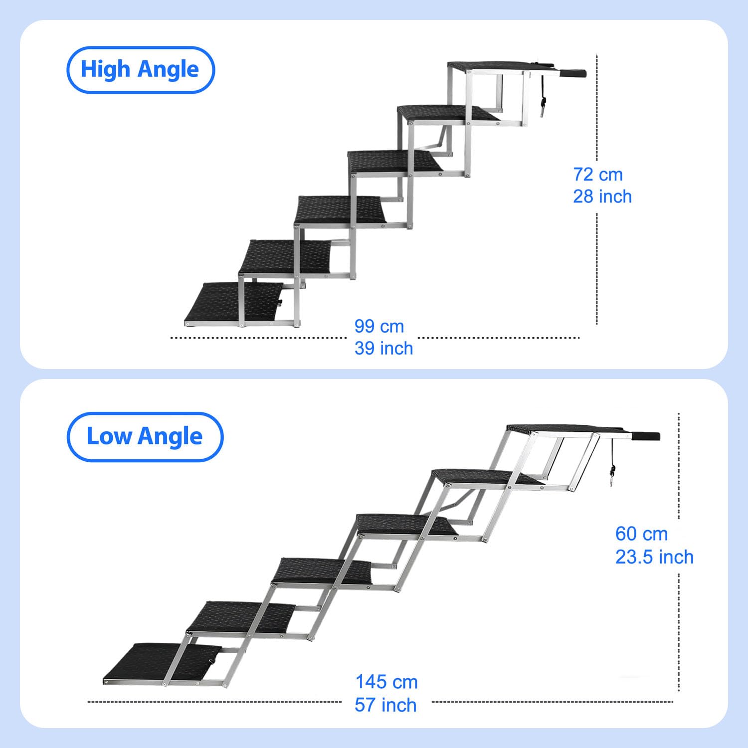 Niubya Escaleras para Perros Coche Plegables-Soporta 113kg-Protege Articulaciones para Perros Grandes, Mayores o con Movilidad Reducida-Superficie Antideslizante, Marco Metálico, 6 Peldaños