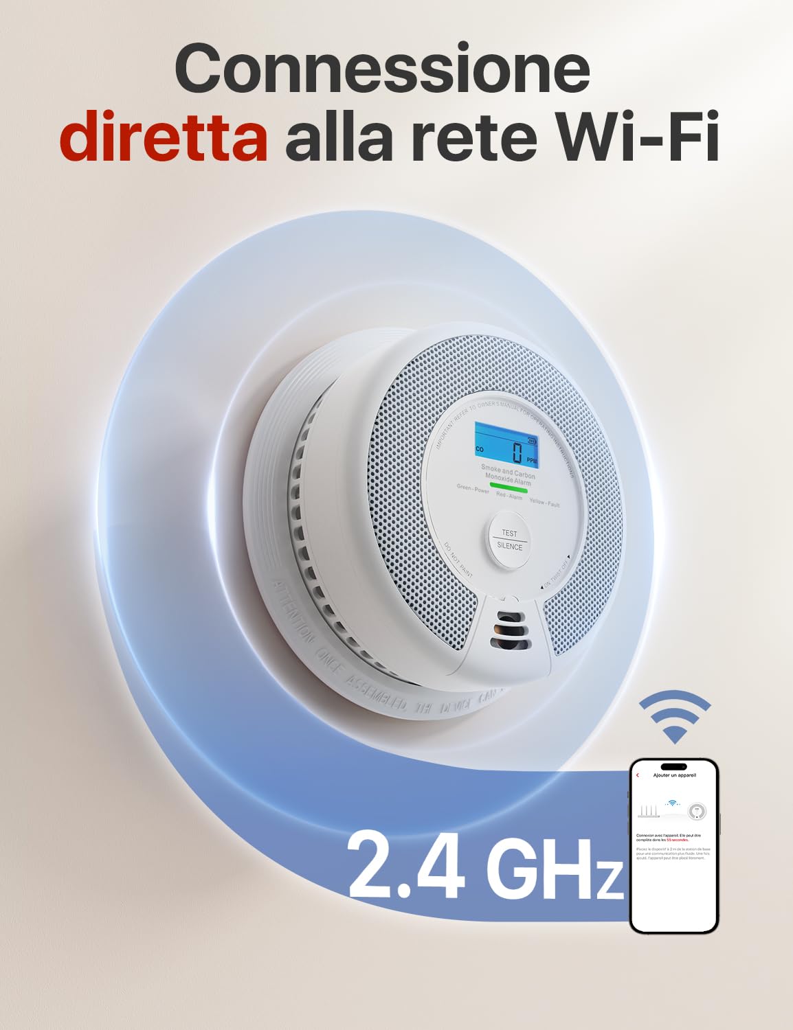 Allarme Antifumo Sensereo | Sensore Fotoelettrico | Batteria 10 Anni | Certificato CE EN14604 | Facile Installazione - Foto 3