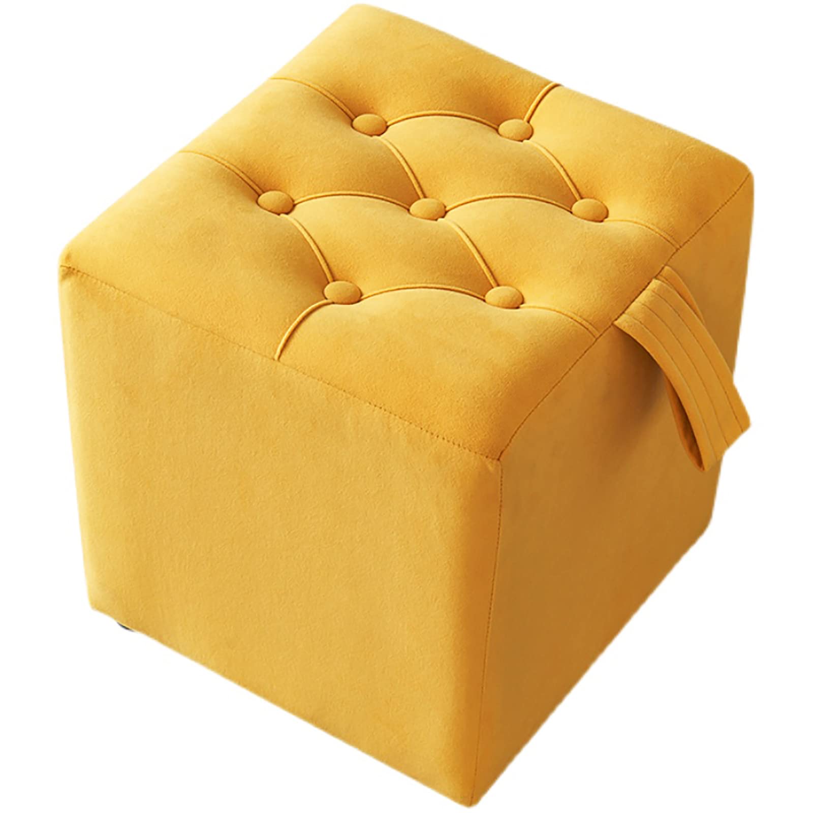 Repose-Pieds en Velours Capitonnage à Boutons : Tabouret Élégant Finition Rose