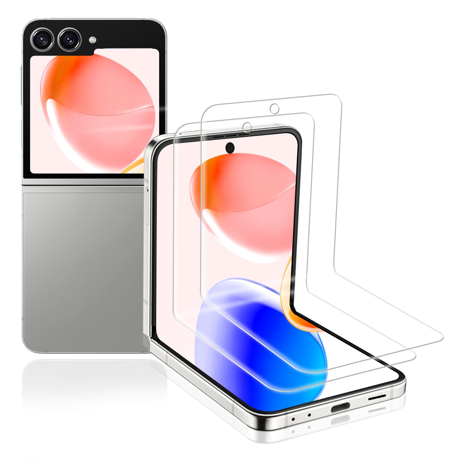 Carantee Schutzfolie für Panzerglas für Samsung Galaxy Z Flip 6 (2 Stück) - Hohe Touch-Empfindlichkeit, Anti-Fingerabdruck, 9H Härte, kratzfest & stoßfest - Displayschutzfolie mit HD Blasenfreie