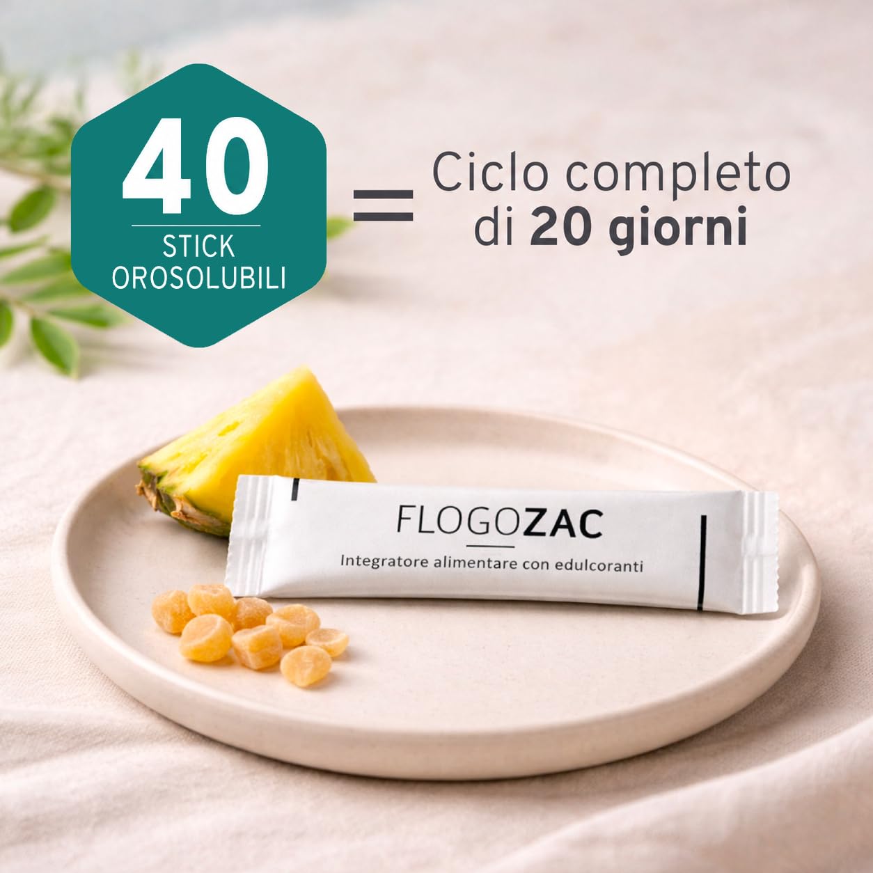 Bundle 2 Confezioni da 20 Stick | Integratore Orosolubile con PEA, Boswellia, Bromelina e Vitamina C | 40 Stick Totali | Senza Glutine e Lattosio | Made in Italy