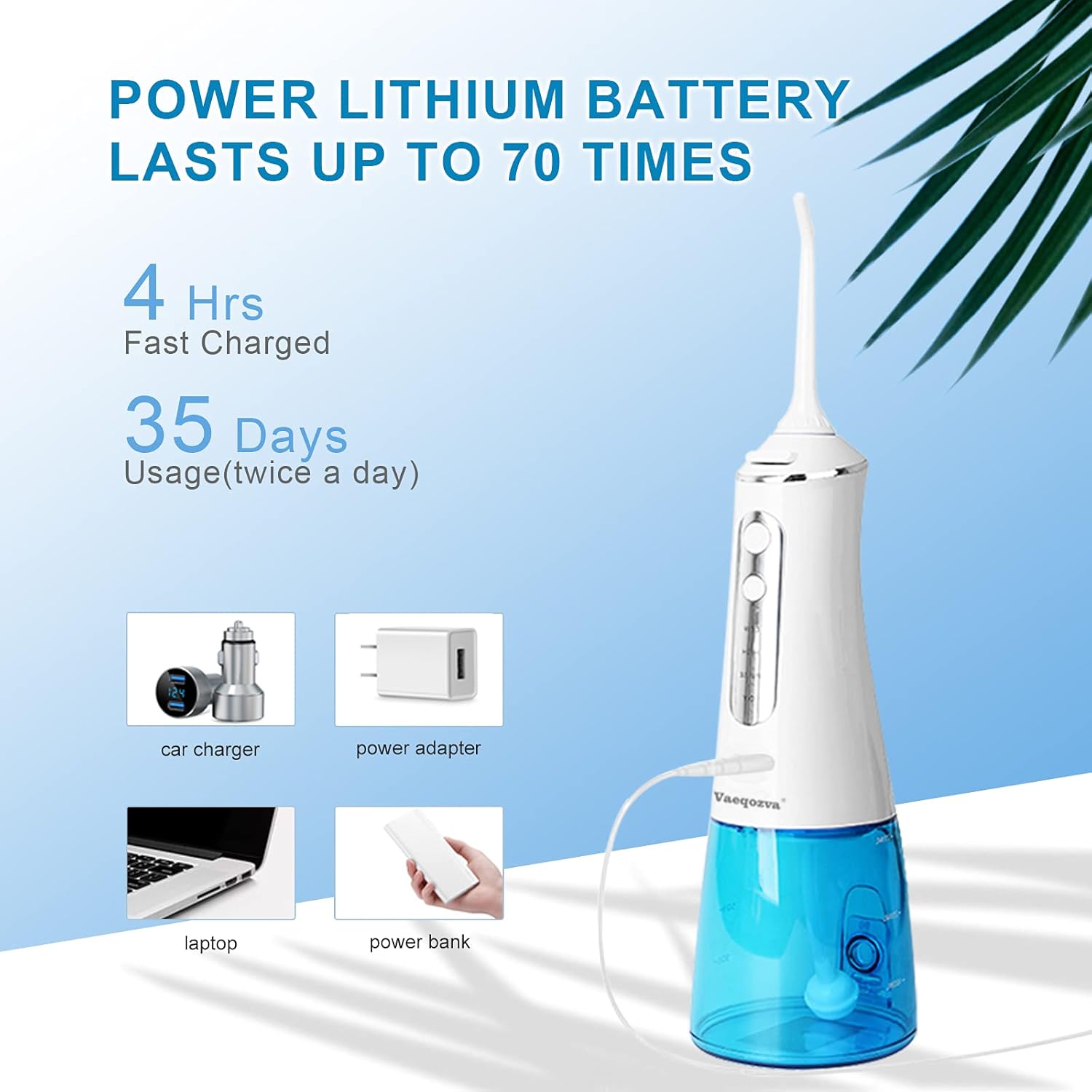 Water Flosser Cordless for Teeth, Vaeqozva Portable Oral Irrigator for Braces with 5 Jet Tips 300ML Water Tank IPX7 Waterproof 4 Modes Rechargeable Dental Floss for Home and Travel : Beauty & Personal Care