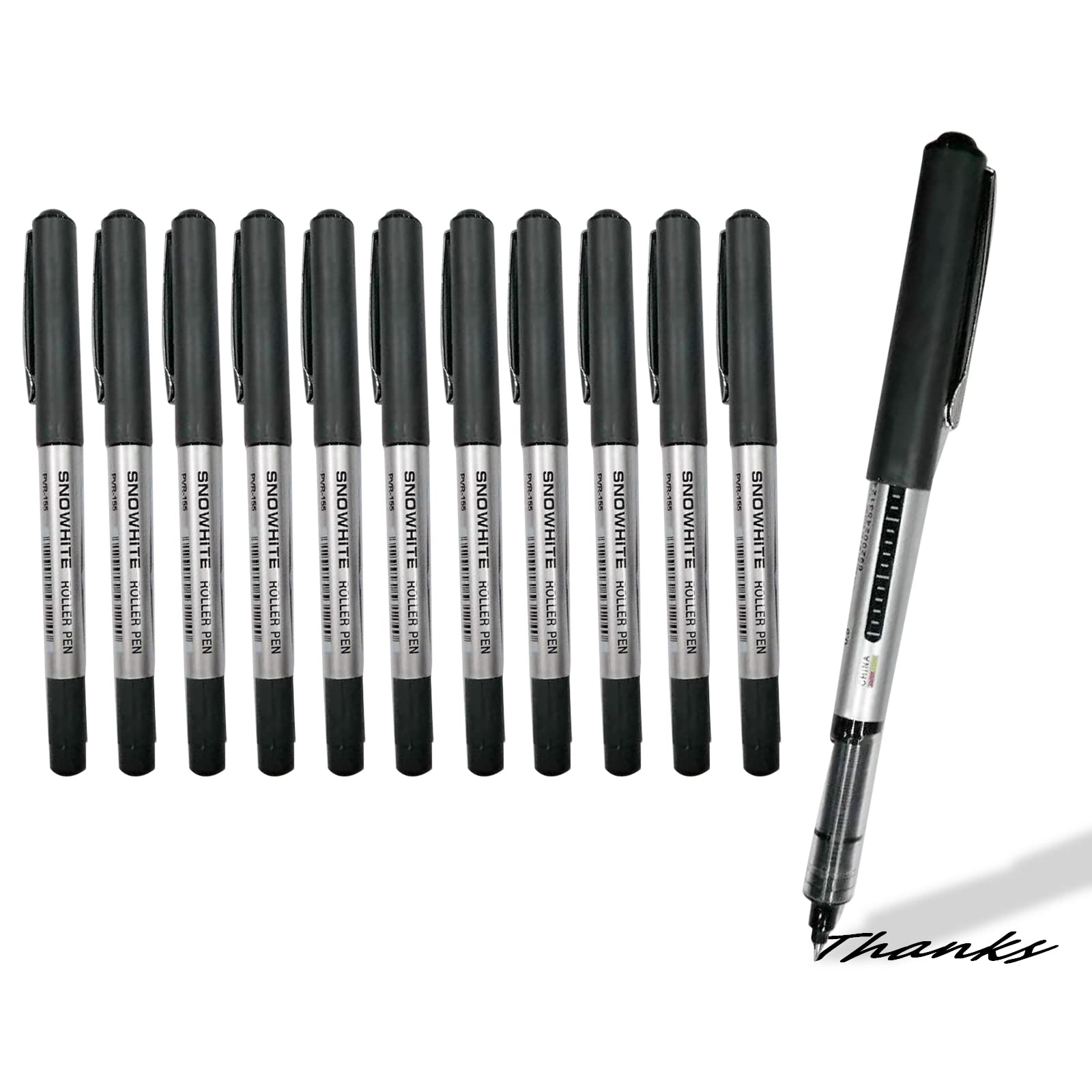 Rollerball Pens, 12pcs Black Gel Pens, Gel Ink Rollerball Pens, 0.5mm Liquid Ink Rollerball Pens, Ballpoint Pens Writing Pens for Signature, Taking Notes, Office Pens/Stationary Supplies