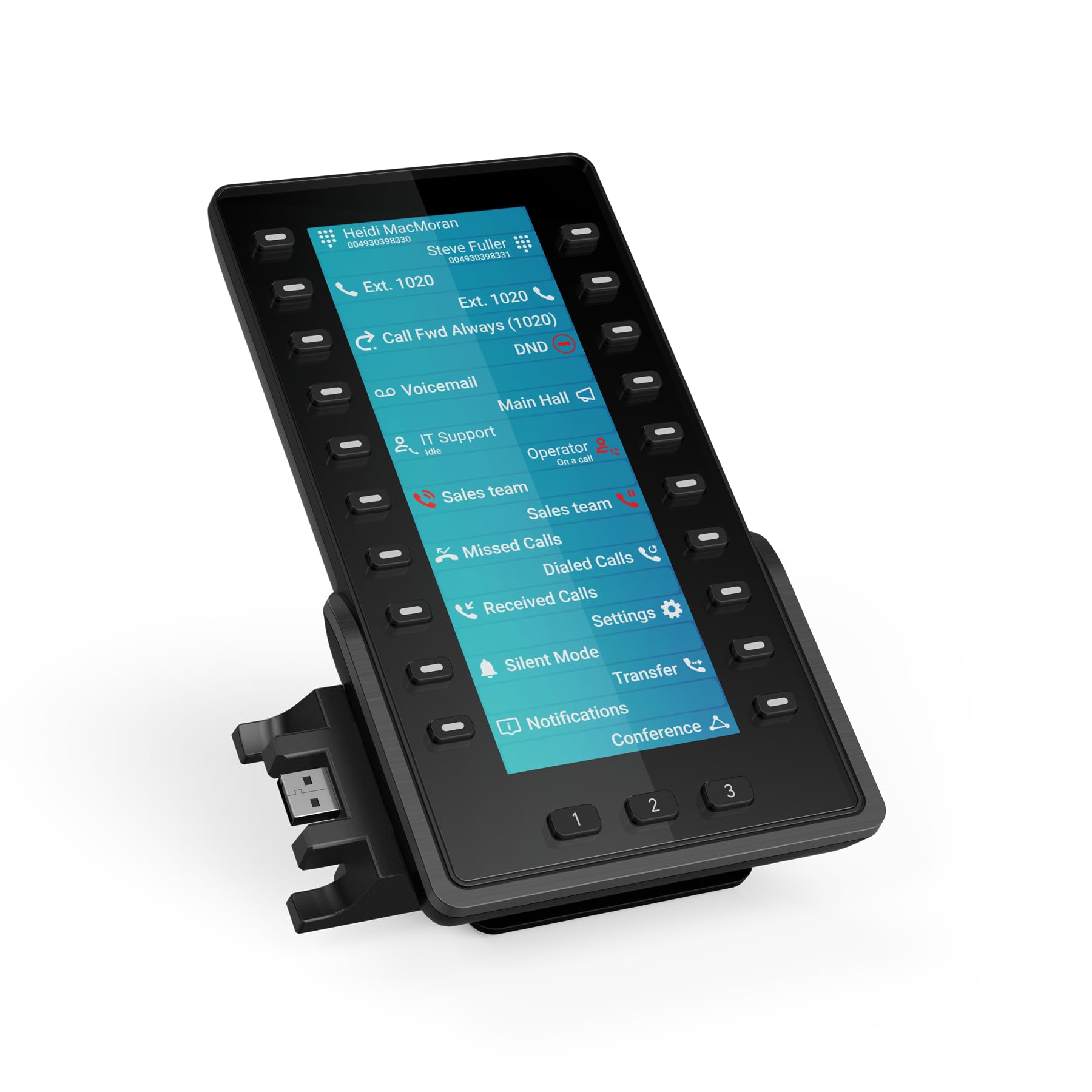 Snom D8C Erweiterungsmodul, 6,8" TFT, 20 Tasten, Schwarz | VoIP Tastenpanel mit BLF & Direktwahl-Funktion – Sidecar für Rezeption, Callcenter und Power-User, kompatibel mit D8xx