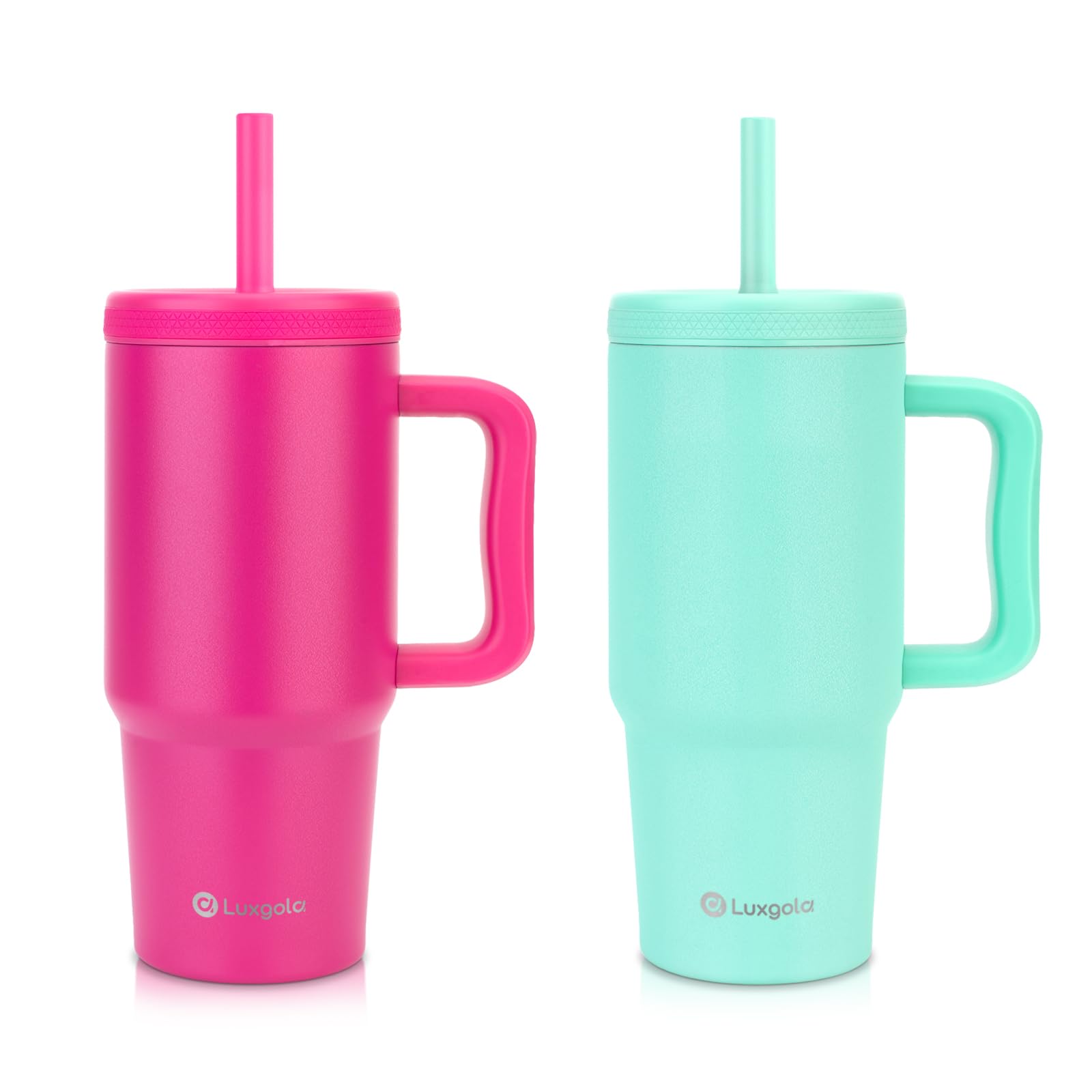 Luxgola Kids 24 oz Tumbler with Handle, Leak-Proof Screw-On Lid with Removable Silicone Straw, Spill Proof, Reusable Stainless Steel Insulated Bottle,
