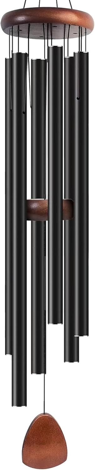 Wind Chime for Outside Deep Tone, 55 inch Large Wind Chimes, 6 Heavy Duty Tubes Aluminium Metal Extra Large Wind Chimes, Decoration for Garden, Patio, Yard, Gift for Mother's Day Black Classic 55" Deep Tone