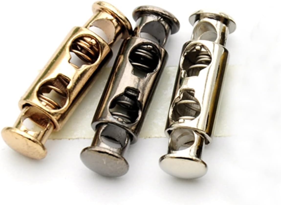Spring Locks Clasp，Rope lock Cord Locks,Toggles 25pcs Cord Lock Stopper Round Metal Cord Lock Alloy Stoppers Toggle Cord Locks Drawstring Lock,Size: M(Black Nickel)