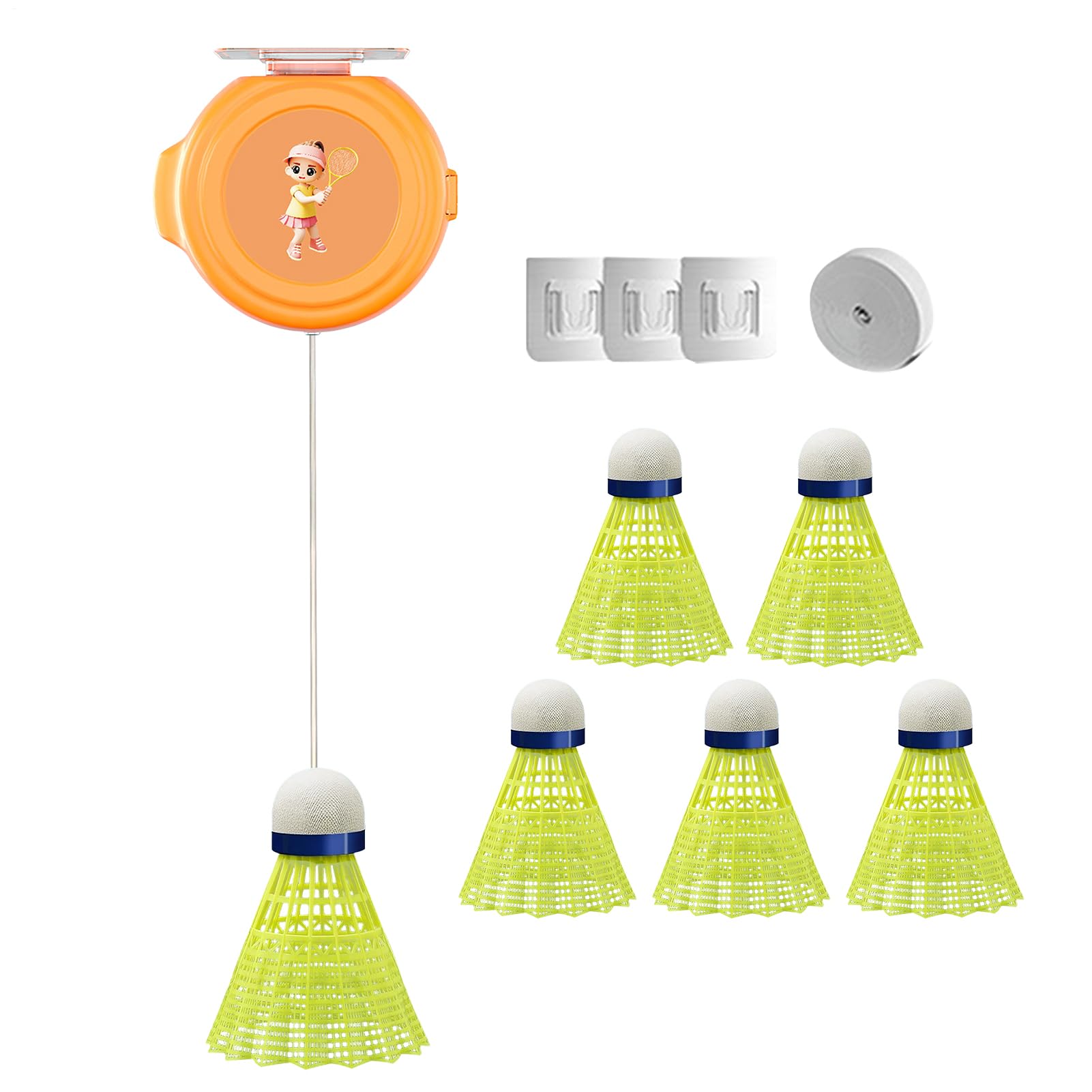 Genérico Entrenador de Rebote para un Jugador de bádminton,Bádminton de Rebote - Práctica de Equipo de bádminton en Solitario,Juego de portátil de coordinación -Mano con Cordones elásticos para — view 9