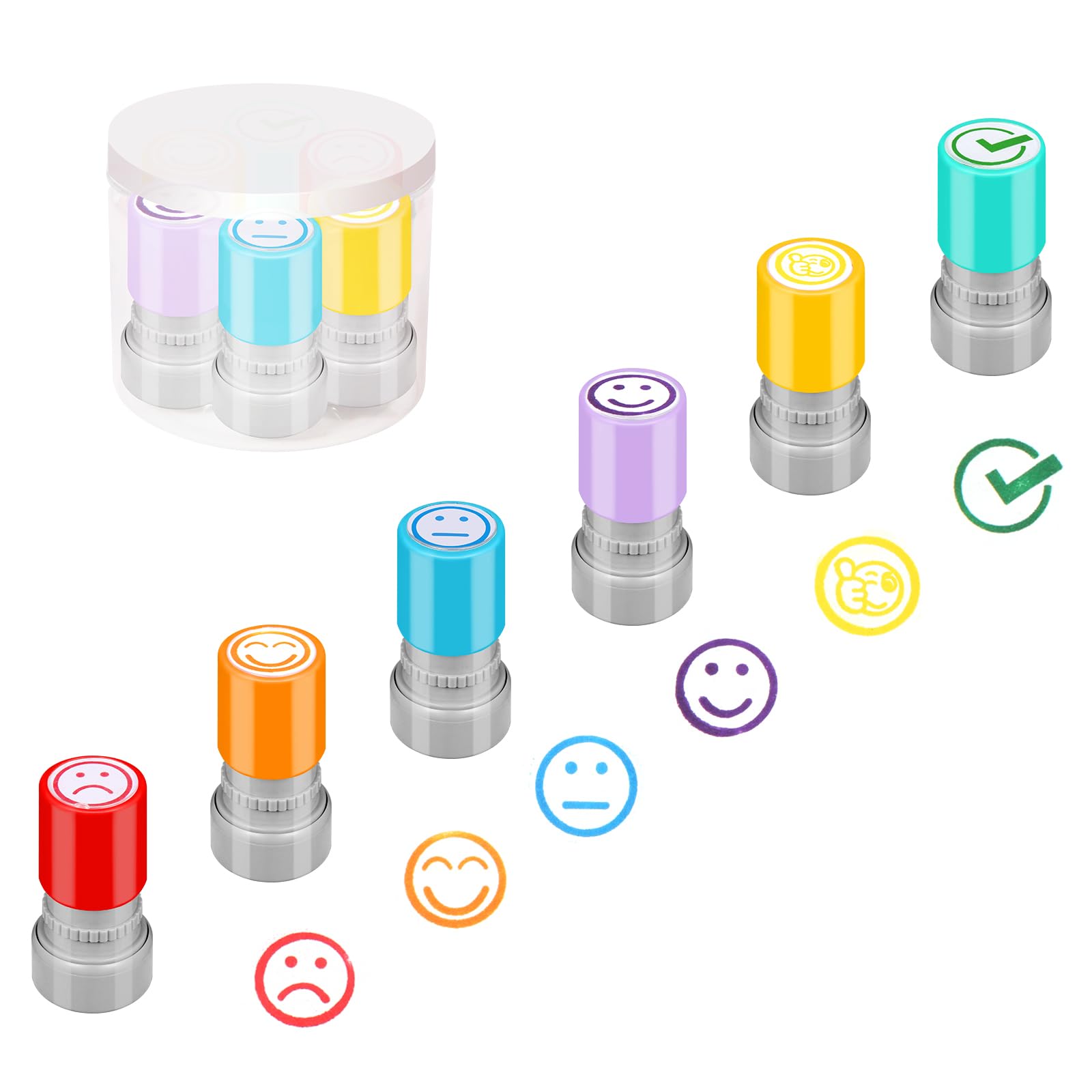 Hmseng Sellos para profesores, 6 Piezas Colores sellos personalizados, Sellos Autoentintados para Profesores para Motivar y Estimular a los Alumnos-design2
