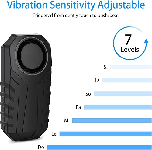 Miniatura 85 de Juego de 2 alarmas inalámbricas para bicicleta con control remoto, alarma antirrobo, alarma inalámbrica con sensor de movimiento, alarma impermeable