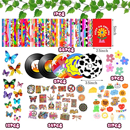 Awmgirl 133 Stück Ästhetisches Bild für Wandcollage, Indische Raumdekoration Wandkunstdrucke Collage Druck Kit, Bunte Hippie ästhetisches Bild für Wohnheim-wanddekoration