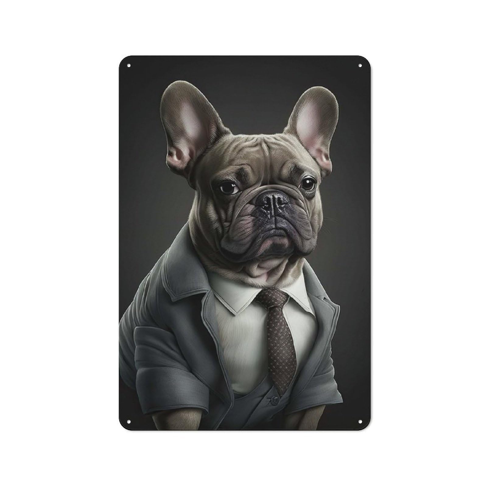 Junmoney Men's Style-7 French Bulldog In Suit Cottage Metal Wall Decor 30X20cm, Shed Metal Sign For Conservatory, Home Bar Or Utility Room